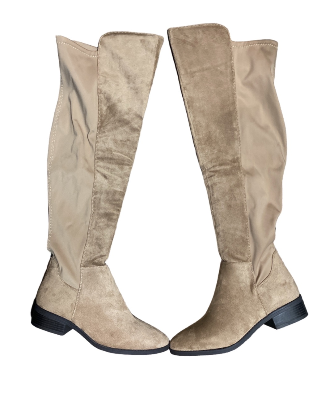 Halston Taupe Suede Over-the-Knee Stretch Boots Size 11 - Picture 3 of 6